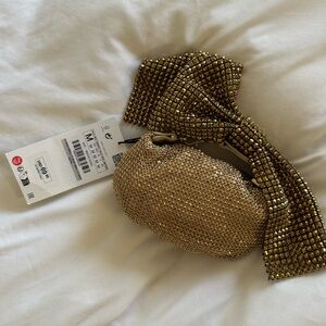 NWT Gold Zara Bow Bag